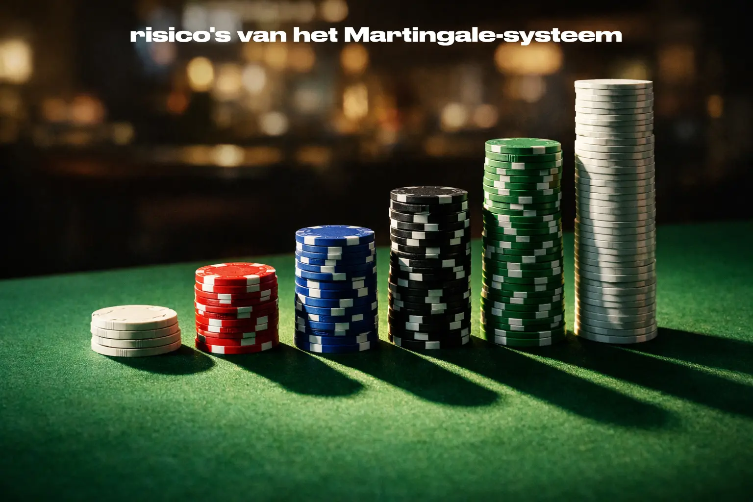 Stijgende stapel fiches symboliseert risicovol inzetsysteem