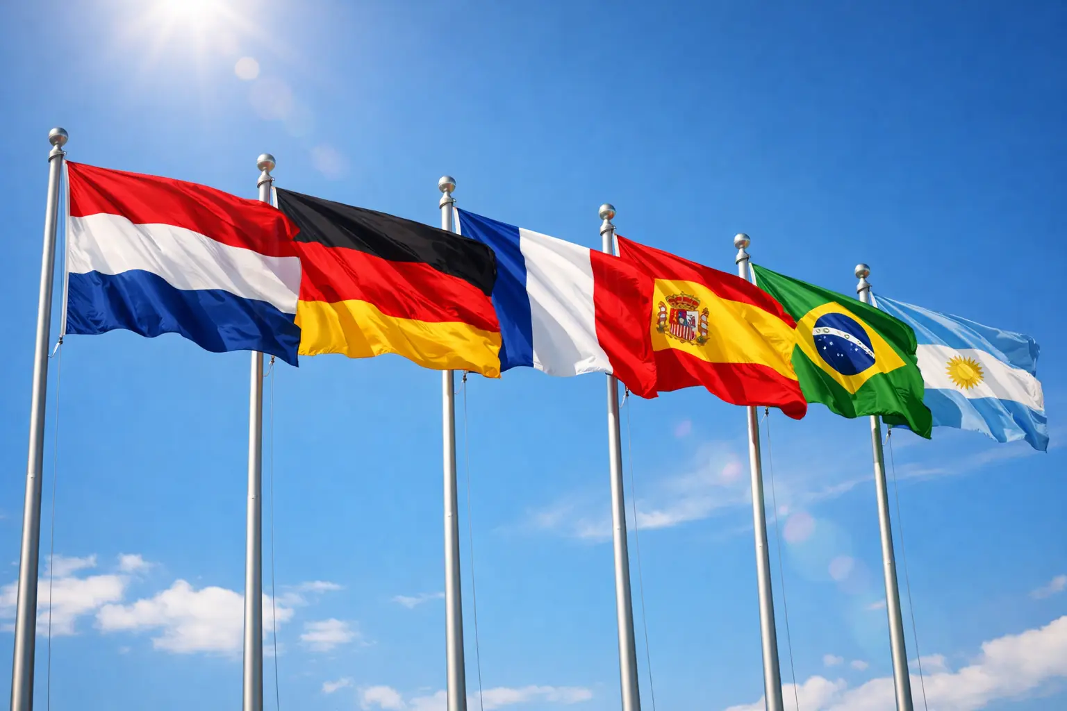 Nationale vlaggen van voetballanden tijdens toernooi