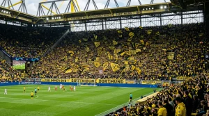 Afbeelding van een voetbalwedstrijd