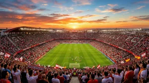 Beeld van een voetbalveld